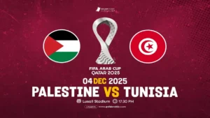 الآن لحظة بلحظة Palestine vs Tunisia .. بث مباشر مباراة فلسطين وتونس في كأس العرب 2025 بجودة HD